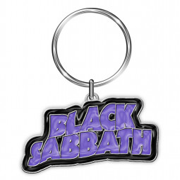 black sabbath metal enamel keychain logo purple