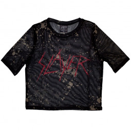 SLAYER - SCRATCHY LOGO (CROP TOP) (MESH) (GIRLIE) - TRIKO