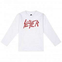 SLAYER - LOGO RED (LS) (WHITE) - TRIKO MIMINKO