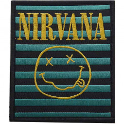 NIRVANA - LOGO & HAPPY FACE (STRIPES) - NÁŠIVKA